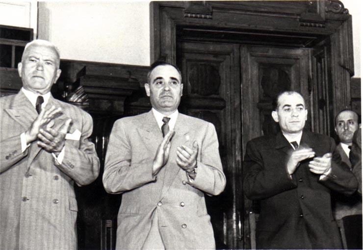 Gh. Gheorghiu-Dej, P. Groza, I. Chişinevschi, Pavel Ştefan, ş.a., pe banca ministerială la cea de-a 12-a sesiune a M.A.N.(2.06.1952).