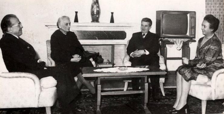 Preşedintele Nicolae Ceauşescu şi Elena Ceauşescu s-au întâlnit la Predeal cu Dolores Ibarruri şi Santiago Carrillo (3 ianuarie 1976).