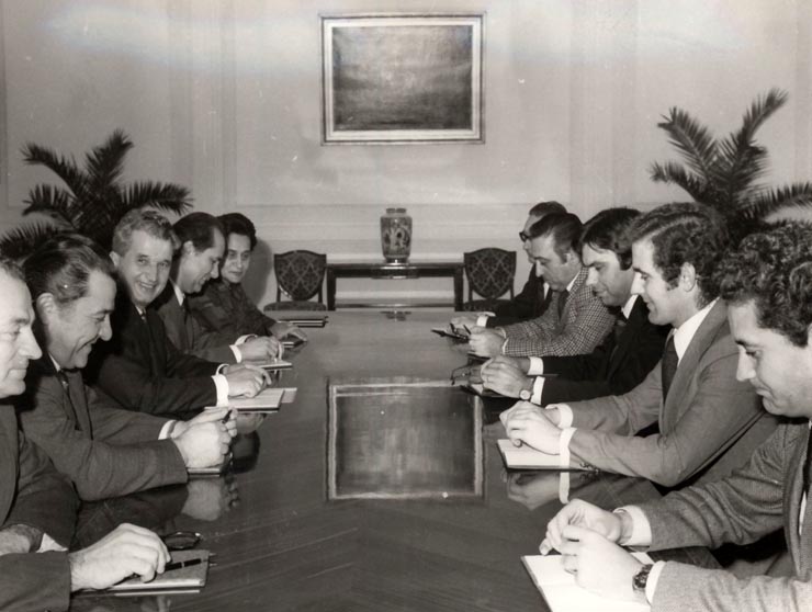 Primirea la Nicolae Ceauşescu a lui Fellipe Gonzales, prim-secretar al Partidului Socialist Muncitoresc Spaniol (P.S.O.E.) (28 ianuarie 1976).