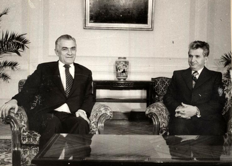 Primirea la preşedintele Nicolae ceauşescu a lui Dobrosav Ciulafici, preşedintele interimar al Consiliului Executiv Federal al R.S.F. Iugoslavia. (19 februarie 1977)
