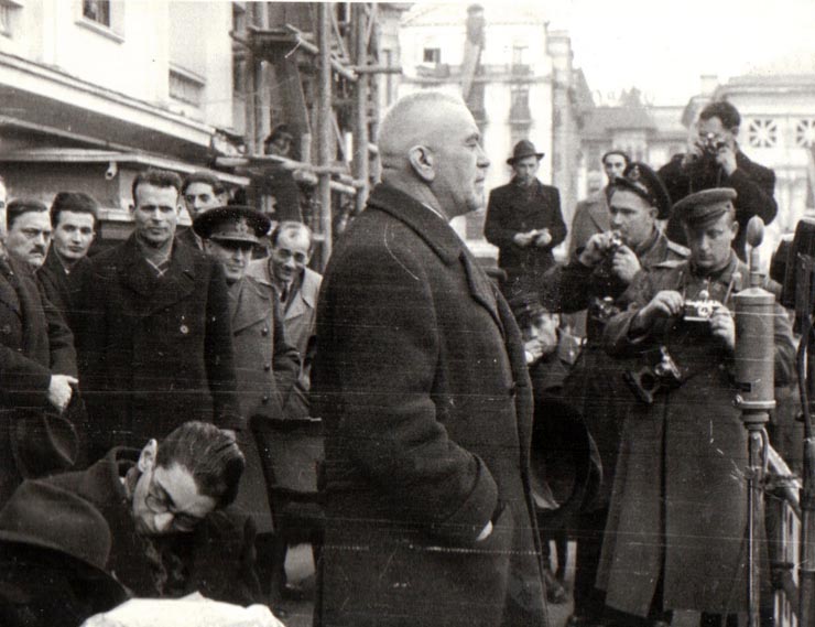 Realipirea Ardealului. N. Ceauşescu, Chivu Stoica, Dr. Petru Groza.14.III.1945.Bucureşti.