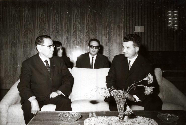 Aspect de la primirea vicepreşedintelui Partidului Liberal Democrat din Japonia, Shojiro Kawashima, de către Nicolae Ceauşescu. (10 X 1966)