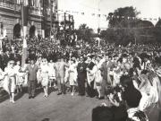 Aspect din timpul vizitei conducătorilor de partid şi de stat în regiunea Galaţi (Focşani)