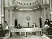 Aspect de la semnarea Delegaţiei româno-atiopiană, cu prilejul vizitei în România, a preşedintelui Consiliului Militar Administrativ Provizoriu şi al Consiliului de Miniştri al Etiopiei Socialiste, lt.col. Mengistu Haile Mariam. (7.XII.)(5-7.XII.1978)