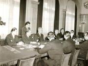Aspect de la convorbirile ce au avut loc la Ministerul Afacerilor Externe al României, cu delegaţia condusă de ministrul de afaceri externe al Finlandei, Ahti Karjalainen.(17 II 1967)