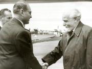Gheorghe Apostol şi Ştefan Voitec la înapoierea din Republica Turcia a delegaţiei Marii Adunări Naţionale(28 IV 1967)