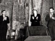 Gheorghe Gheorghiu-Dej, Ana Pauker şi Chivu Stoica în prezidiul Adunării festive de la Opera Română, cu prilejul zilei de 7 noiembrie 1944 (1944 noiembrie 7).