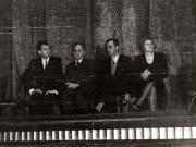 Gheorghe Gheorghiu-Dej, Lucreţiu Pătrăşcanu şi Ana Pauker în prezidiul Adunării festive de la Opera Română, cu prilejul zilei de 7 noiembrie 1944 (1944 noiembrie 7).