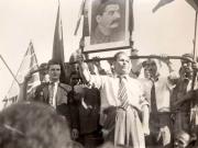 Aspect de la mitingul organizat în Capitală cu prilejul întâmpinării unor unităţi ale armatei sovietice aflate în trecere spre frontul antihitlerist. (30.08.1944)