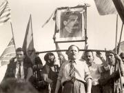 Aspect de la mitingul organizat în Capitală cu prilejul întâmpinării unor unităţi ale armatei sovietice aflate în trecere spre frontul antihitlerist. (30.08.1944)