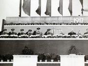 Bucureşti, 7 noiembrie 1953. Aspecte de la tribuna oficială, cu prilejul aniversării a 36 de ani de la Marea Revoluţie Socialistă din octombrie. (7 nov. 1953)