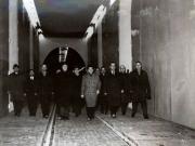 Nicolae Ceauşescu şi alţi conducători de partid şi de stat la Piteşti, cu prilejul vizitării Hidrocentralei de pe Argeş (inaugurarea) şi a altor obiective. (1966)