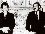 Nicolae Ceauşescu şi Anwar Al. Sadat în timpul unei întrevederi la Palatul Kubbeh – Cairo. (6 aprilie 1971)
