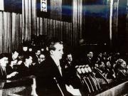 Nicolae Ceauşescu vorbind la mitingul prieteniei mongolo-române de la Utan Bator. (23 iunie 1971)