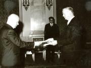 Prezentarea scrisorilor de acreditare de către ambasadorul Danemarcei în România, Svend Aage Sandager Jeppesen. (13 iunie 1967)