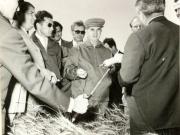 Nicolae Ceauşescu, Iosif Banc şi Manea Mănescu vizitează zonele îndiguite din Lunca Dunării, la Greaca. (22 iunie 1968)