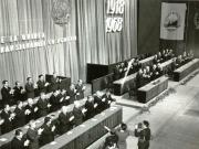 Şedinţa jubiliară a M.A.N., de la Sala Palatului, consacratăn sărbătoririi semicentenarului unirii Transilvaniei cu România.(29 noiembrie 1968)