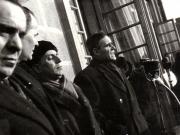 Gh. Gheorghiu Dej vorbind la marea adunare populară din Piaţa Naţiunii, cheamă oamenii muncii la luptă pentru aplicarea în practică a programului de guvernare al F.N.D. (Constantin Doncea).(13 februarie 1945)