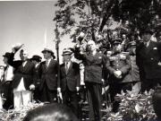 Aspecte de la manifestaţia de 1 Mai 1945. La tribună Gheorghe Gheorghiu Dej, P.Groza, Gh.Tătărescu, T.Georgescu, ş.a.(Romulus Zăroni, general colonel Susaikov).(1 mai 1945)