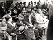 Aspecte de la primul Congres General al Frontului Plugarilor care a avut loc pe stadionul A.N.E.F. pe 24 iunie 1945. În tribuna oficială se află Gh.Gheorghiu Dej, P.Groza, Teohari Georgescu, Ana Pauker, etc.(P.Constantinescu Iaşi, Vasile Luca, Dumitru Ganef).(24 iunie 1945)