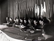 Aspect de la prezidiul Conferinţei Naţionale a  P.C.R (Miron Constantinescu, Ana Pauker, Vasile Luca,Constantin Pârvulescu, Teohari Georgescu).(17- 21 octombrie1945)