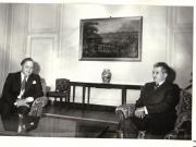 Primirea la preşedintele Nicolae Ceauşescu a ministrului afacerilor externe al Norvegiei, Knut Frydenlung,, care face o vizită oficială în ţara noastră. La primire a participat Ştefan Andrei – ministrul afecerilor externe. (7.III.1979).