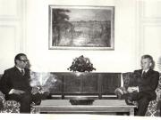 Preşedintele Nicolae Ceauşescu  a primit pe Mîrza Golam Hafiz, preşedintelui M. A. N. a R.P. Bangladesh, care face o vizită în ţara noastră, la invitaţia M.A.N.(27.IV.1979.)