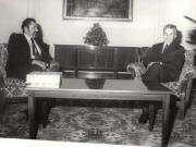 Nicolae Ceauşescu a primit pe Khaled El-Hassan, membru al Consiliului Naţional Palestinian, membru al Comitetului Central al „Al Fatah”, care face o vizită în ţara noastră. (11.V.1979).