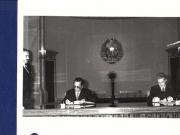Aspect de la somenitatea semnării Declaraţiei comune româno-iugoslave ce a avut loc cu prilejul vizitei oficiale întreprinsă în România de preşedintele R.S.F. Iugoslavia, Iosip Broz Tito, la invitaţia preşedintelui Nicolae Ceauşescu. (2-4.XI.1979).