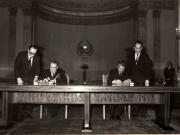 Vizita în România a lui Leonid Ilici Brejnev. Aspect de la semnarea documentelor oficiale. (22-26 noiembrie 1976)