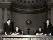 Vizita în România a lui Leonid Ilici Brejnev. Aspect de la semnarea documentelor oficiale. (22-26 noiembrie 1976)