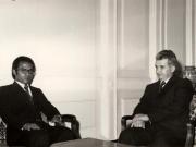 Primirea la preşedintele Nicolae Ceauşescu a ministrului afacerilor externe al republicii Democrate Madagascar, Bruno Rakotomavo. (6 decembrie 1976)