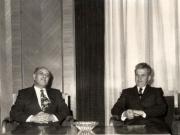 Primirea la preşedintele Nicolae ceauşescu a delegaţiei Consiliului Naţional Palestinian şi a Consiliului Central al O.E.P., condusă de Khaled Al-Fahoum. (1 februarie 1977)