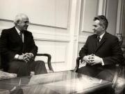 Nicolae Ceauşescu s-a întâlnit cu Ali Yata, secretar general al Partidului Progresului şi Socialismului din Maroc. (9 februarie 1977)