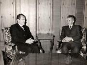 Primirea la preşedintele Nicolae ceauşescu a lui Vasil Bilak, secretar al C.C. al P.C. din Cehoslovacia, care a făcut o vizită în România. (30 martie 1977)