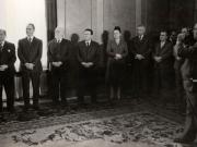 Aspect de la solemnitatea decorării cu „Ordinul Muncii” clasa I a lui Gheorghe Pană, cu prilejul împlinirii vârstei de 50 de ani. (15 aprilie 1977)