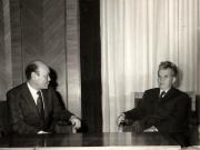 Primirea de către preşedintele Nicolae Ceauşescu a ministrului afacerilor externe al R. P. Mongole, Mangalîn Dugnersuren, care a făcut o vizită oficială în ţara noastră (31 mai 1977)