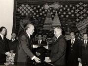 Întâlnirea prietenească, la Oradea, dintre preşedintele Nicolae Ceuşescu şi János Kádár prim secretar al C.C. al P.M.S. Ungar. (16 iunie 1977)