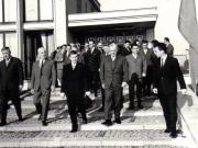 Nicolae Ceauşescu, I.Gh. Maurer şi alţi conducători de partid şi de stat la aeroportul Băneasa, înaintea plecării spre Moscova, unde au făcut o vizită de prietenie în U.R.S.S.    (16 mai 1969).