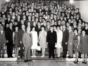 Nicolae Ceauşescu fotografiat împreună cu grupul delegaţilor la Congresul al X-lea al P.C.R din Bucureşti.(6-12 august 1969).