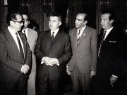 Nicolae Ceauşescu se întreţine cu delegaţia P.C. din Ecuador condusă de Sfroin Albarez şi cu reprezentantul P.C. din Columbia, Iubra Pasada, invitaţi să participe la lucrările celui de-al X-lea Congres al P.C.R.(9  august 1969).