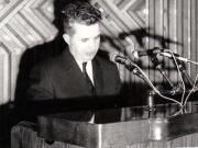 Nicolae Ceauşescu, secretar general al P.C.R, rostindu-şi cuvântarea la consfătuirea cu cadrele de bază de securitate, miliţie şi justiţie.     (9 aprilie 1970).