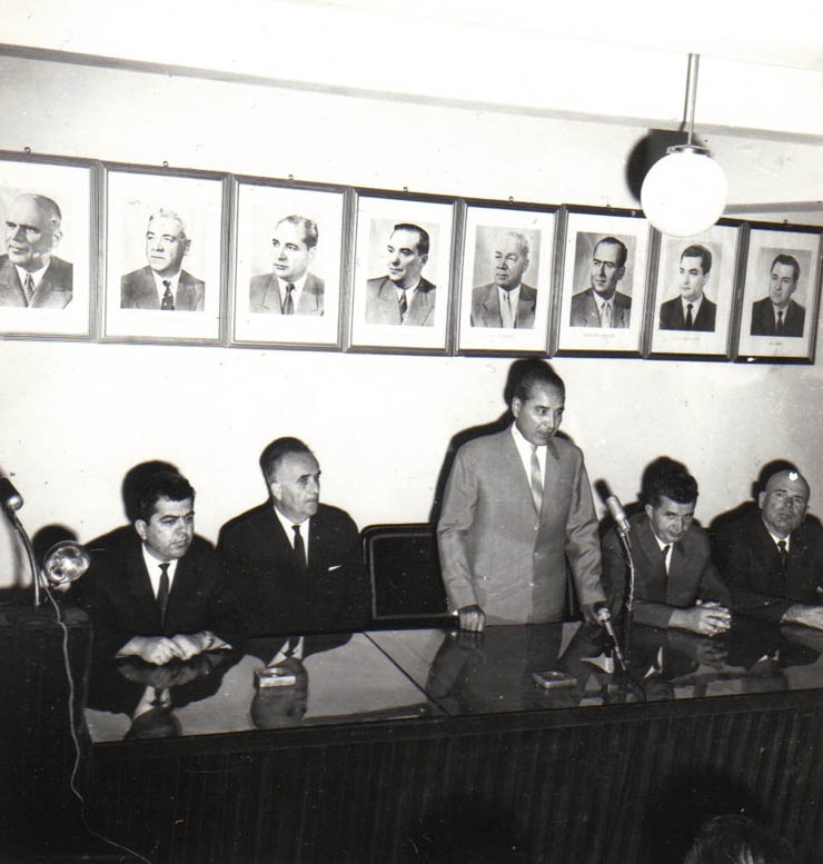 Membri ai conducerii de partid şi de stat la instalarea în funcţie a noului ministru al sănătăţii şi prevederilor sociale, academician profesor doctor Aurel Moga