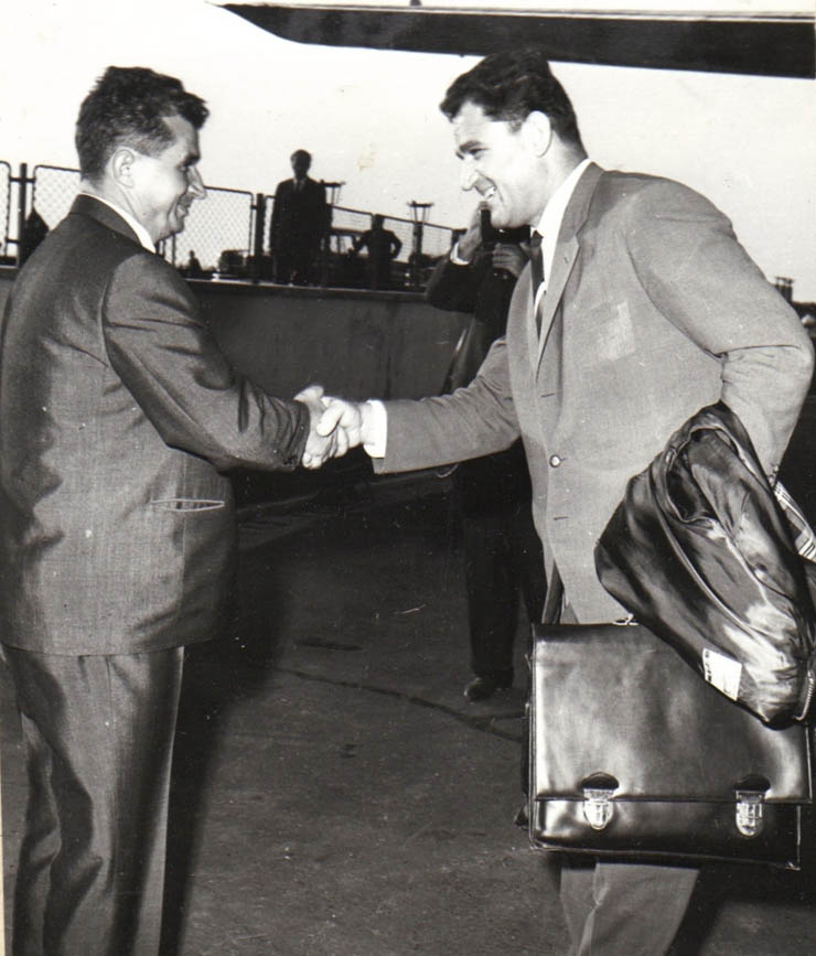 Sosirea unei delegaţii a Partidului Comunist din Austria, condusă de Franz Muhri, preşedintele Partidului Comunist din Austria