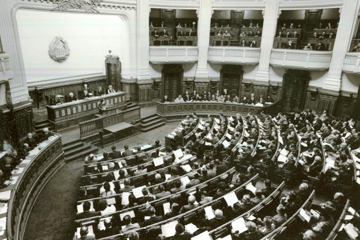 Aspect de la lucrările sesiunii a VIII-a a celei de a şaptea legislaturi a Marii Adunări Naţionale.(21.XII.1978)
