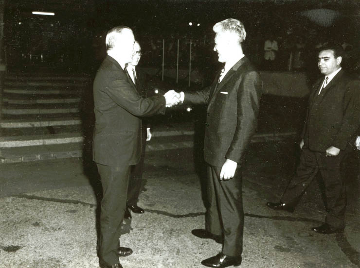 Corneliu Mănescu, ministrul de externe al României, la înapoierea de la sesiunea extraordinară a Adunării Generale a O.N.U. (5 iulie 1967)