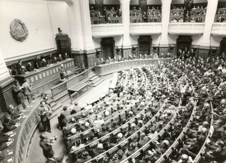 Aspecte de la lucrările Marii Adunări Naţionale, cu prilejul vizitei în România a generalului Charles de Gaulle. (20 mai 1968)