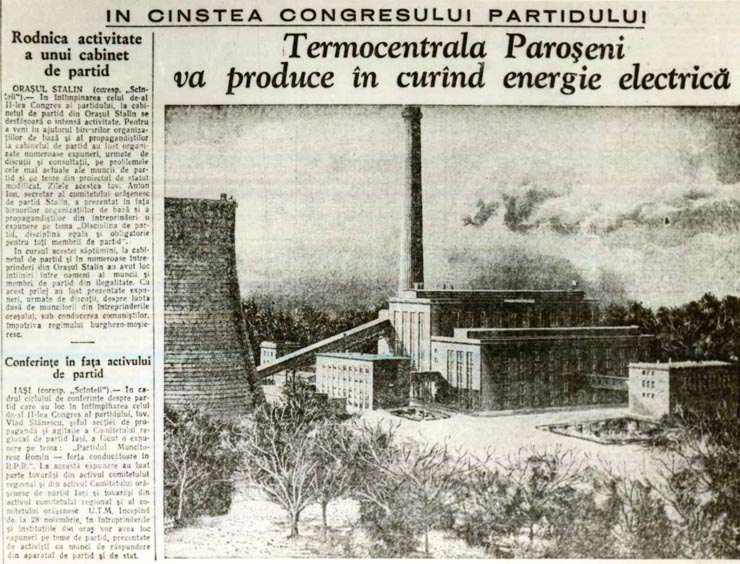Imagine asupra termocentralei Paroseni.(27 noiembrie 1955)