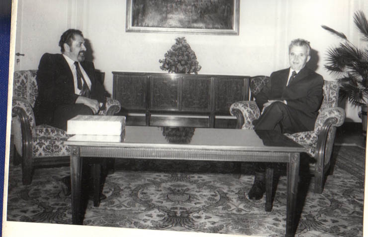 Nicolae Ceauşescu a primit pe Khaled El-Hassan, membru al Consiliului Naţional Palestinian, membru al Comitetului Central al „Al Fatah”, care face o vizită în ţara noastră. (11.V.1979).