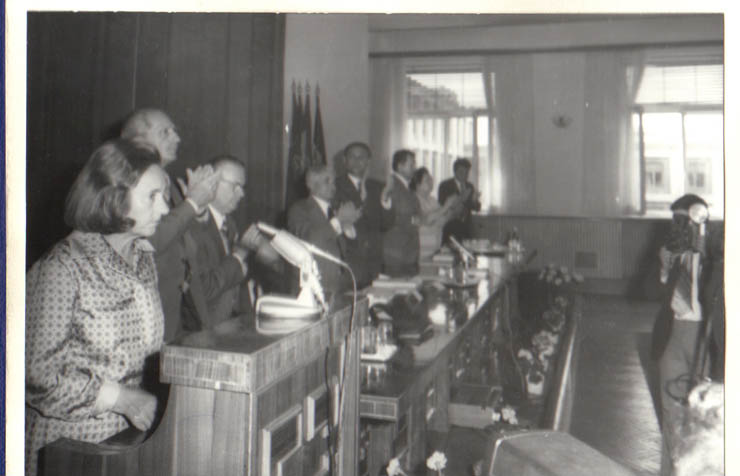 Aspect de la prezidiul lucrărilor Plenarei Consiliului Naţional pentru Ştiinţă şi Tehnologie. (7-8.VI.1979).